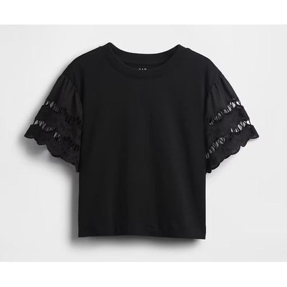 GAP Women's Organic Cotton VintageSoft Heavyweight Crop Tshirt - Black - XXS